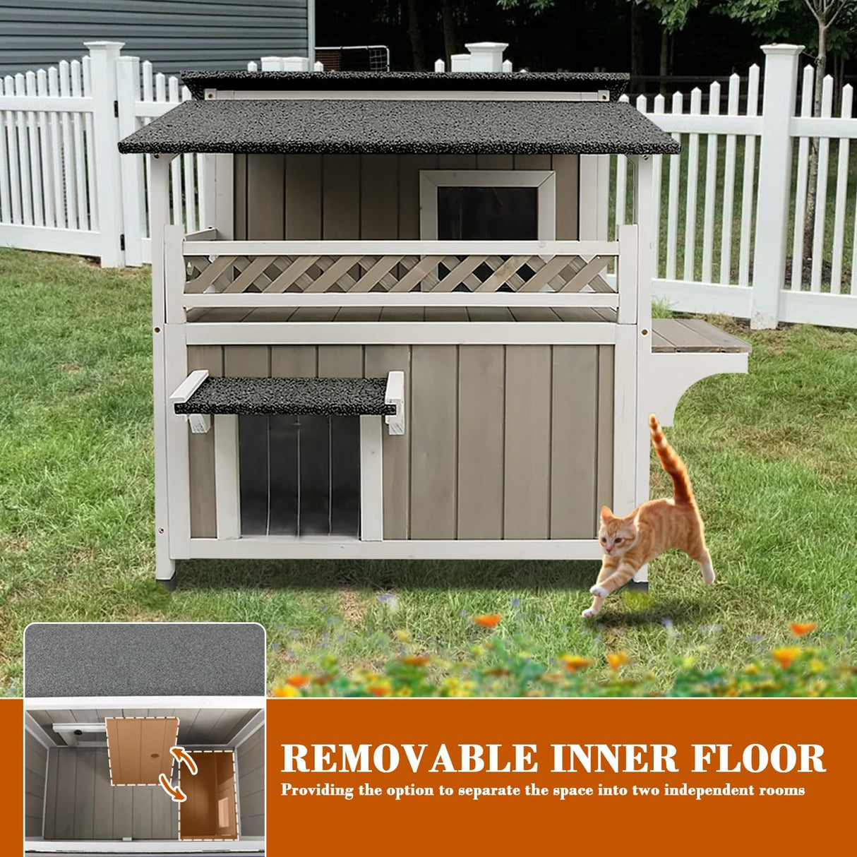 Casa para Gatos Exterior, Refugio Feral, Dos Pisos, Modelo 2023