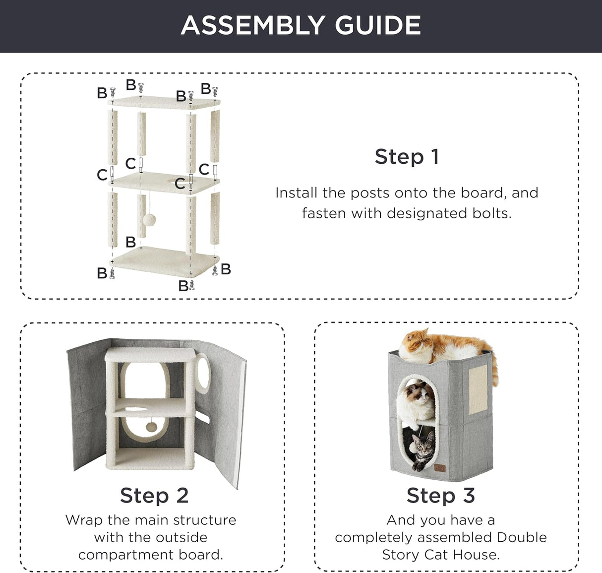 Casa para Gatos 2 Niveles Bedsure, con Rascador y Escondite