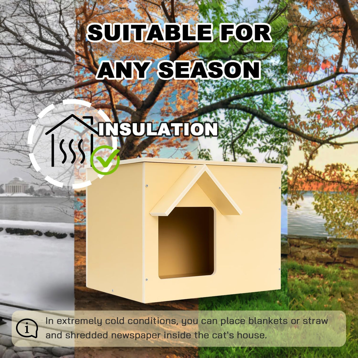 Casa para Gatos Exteriores, Refugio Feral, Aislada, Modelo Uno