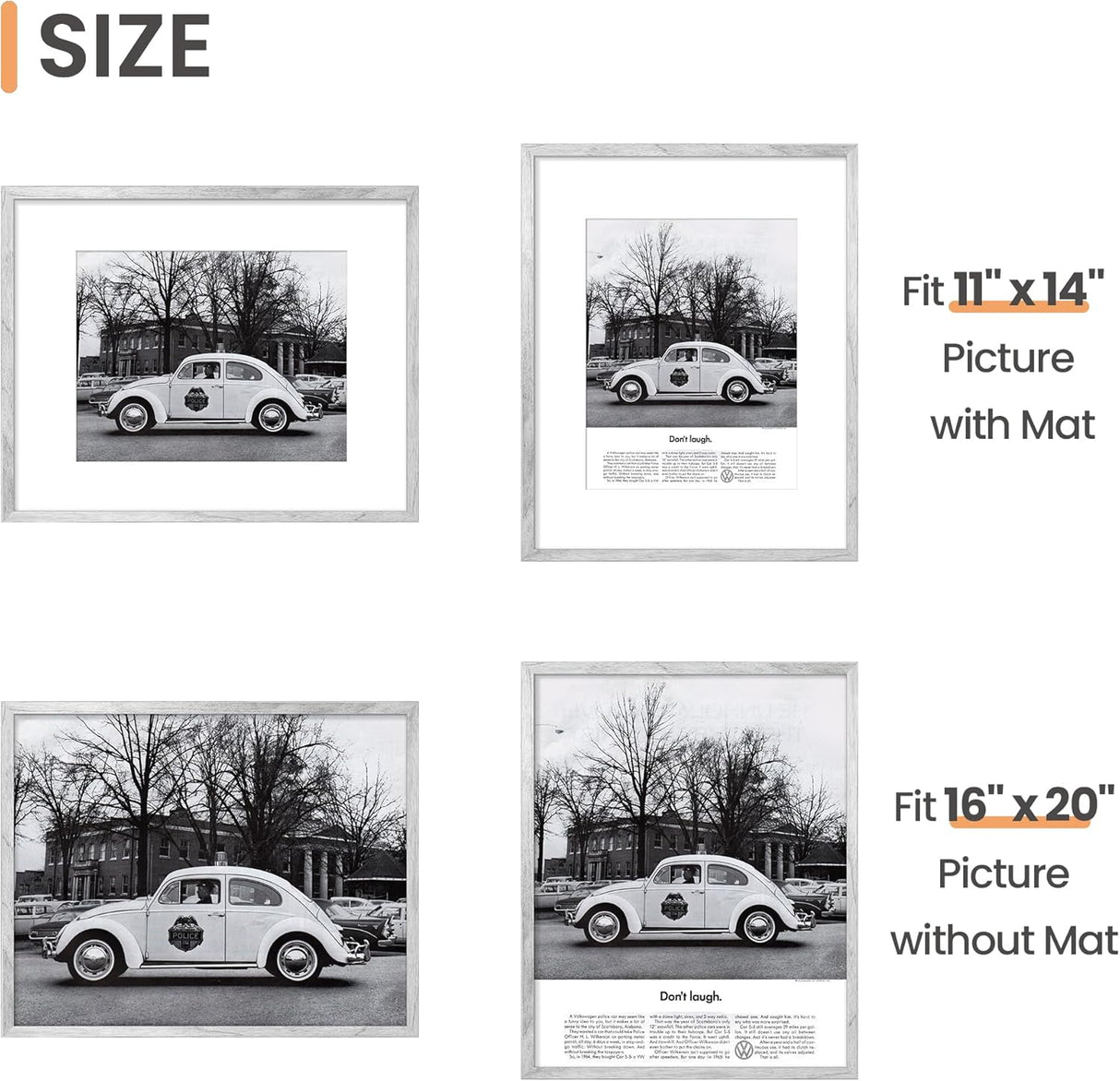 Marco de fotos 16x20, admite 11x14 con paspartú o sin él