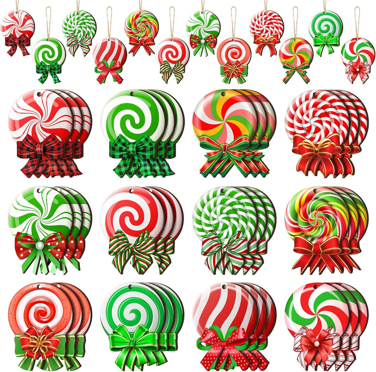 Clásico Adornos de navidad , Peppermint, 36 Pcs, Clásico