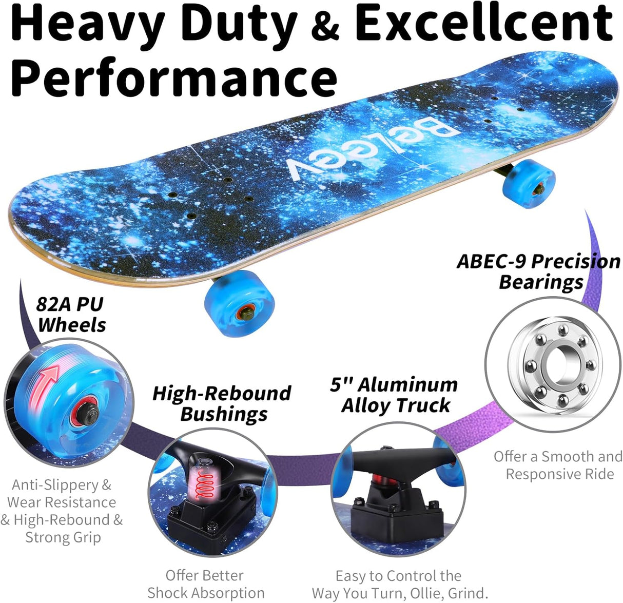 Patineta Completa para Principiantes, 31"x8", Deck de Arce