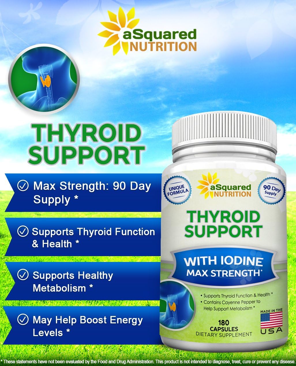 Suplemento Nutrition premium de apoyo tiroideo con yodo 180u