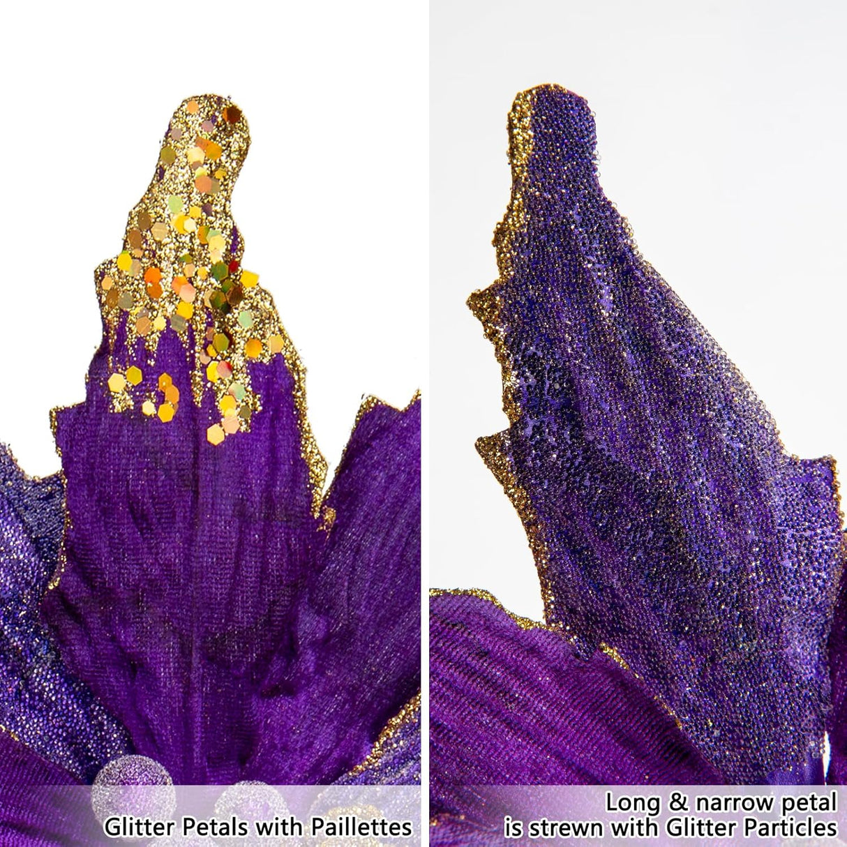 Flores Poinsettia Artificial Briful 12'' Set de 4 para Decorar