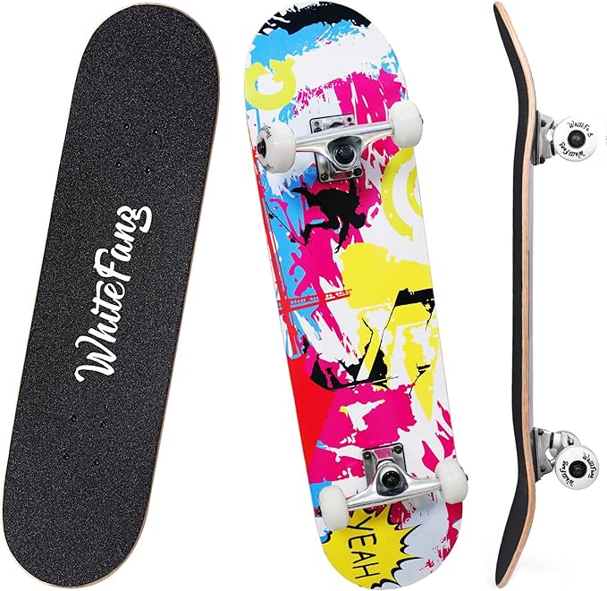 Patineta Completa para Principiantes 31 x 7.88, 7 Capas, Doble Kick