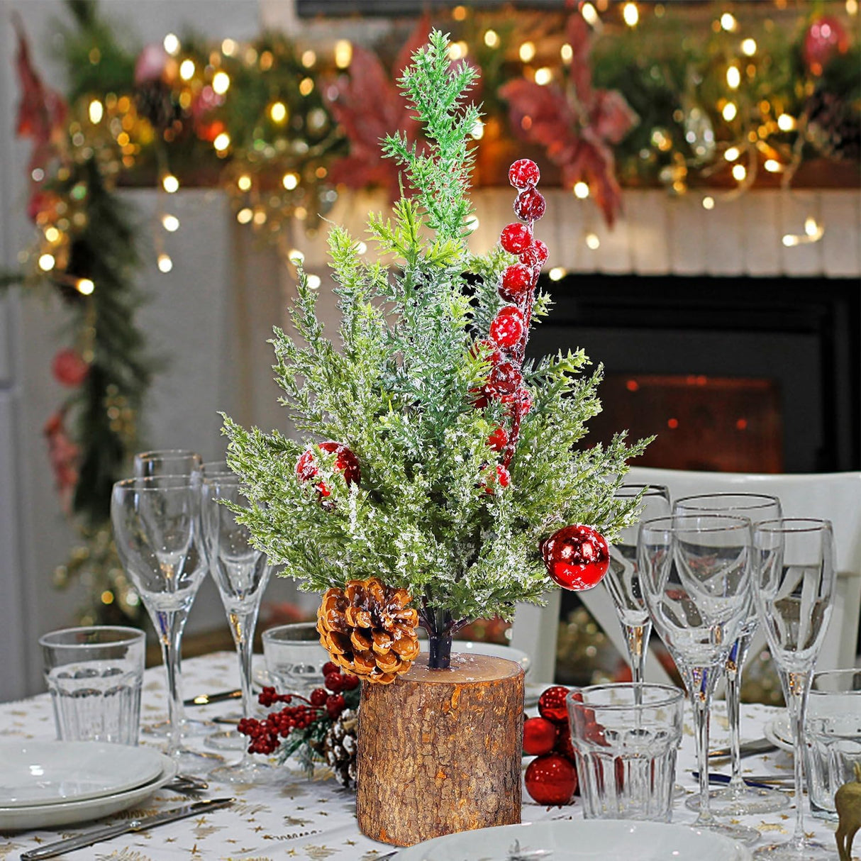 Decoraciones de Mesa Navidad Blissun, 2 Árboles Artificiales