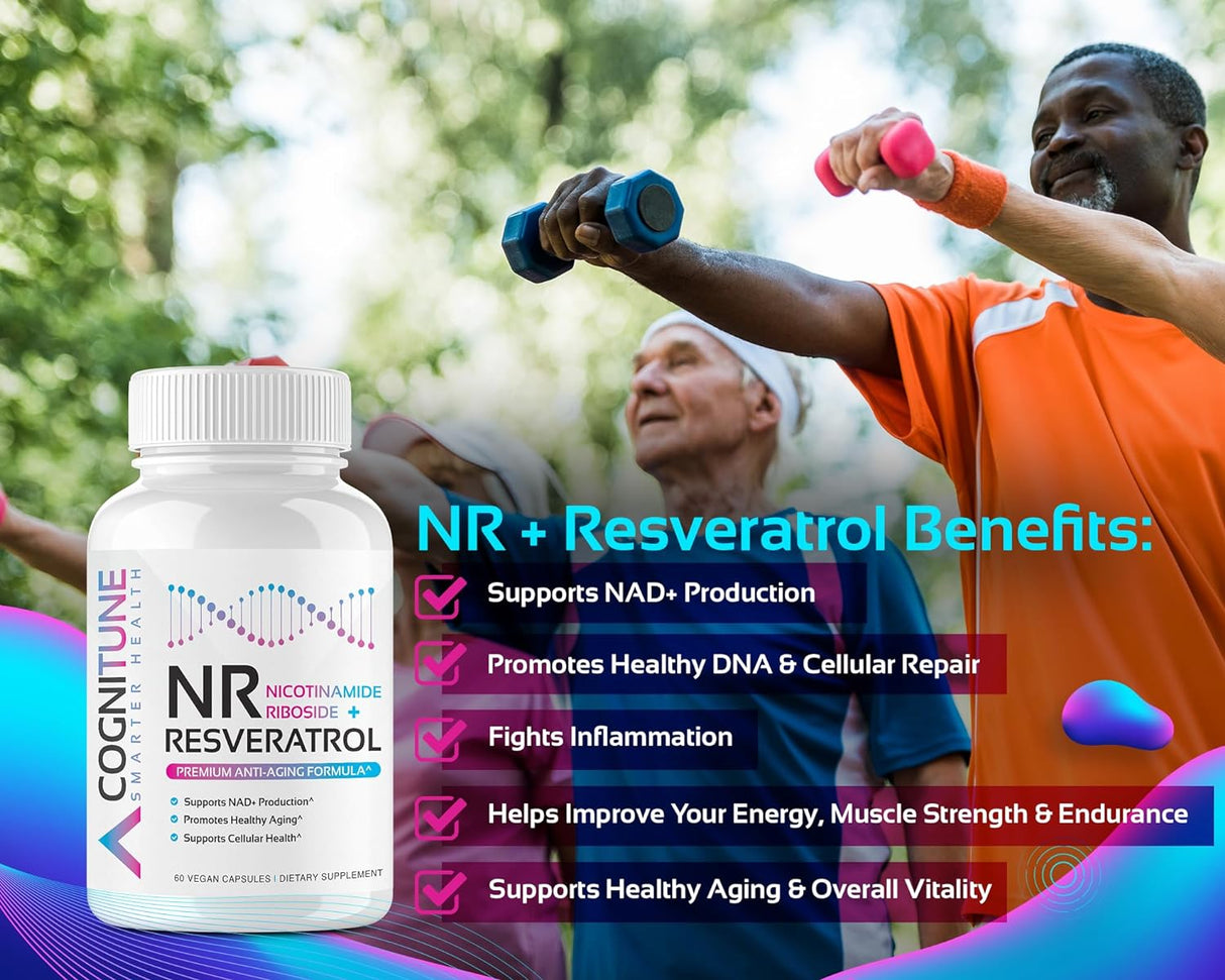 Suplemento NMN + resveratrol potenciador de ADN y salud