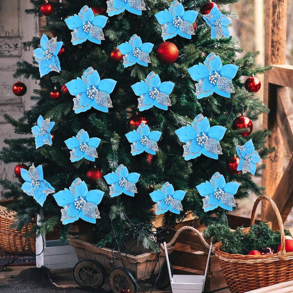 Flores Artificiales Navideñas Willbond 36 Piezas Poinsettia