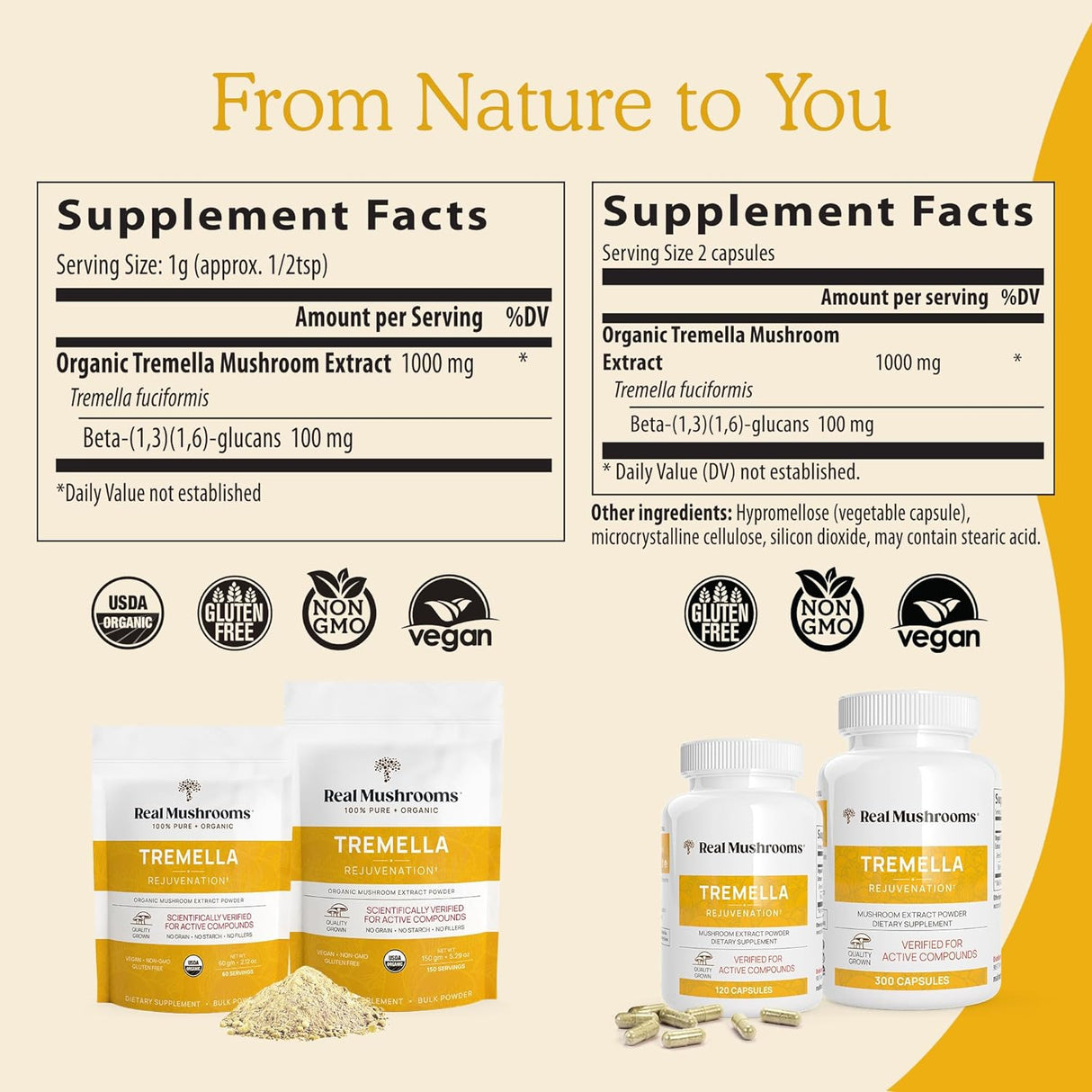 Extracto de Tremella Suplemento Inmunológico y Cerebral Vegano