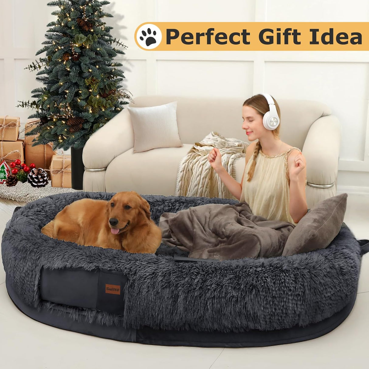 Cama para humanos SWITTE, tamaño grande, 71x47x13, lavable