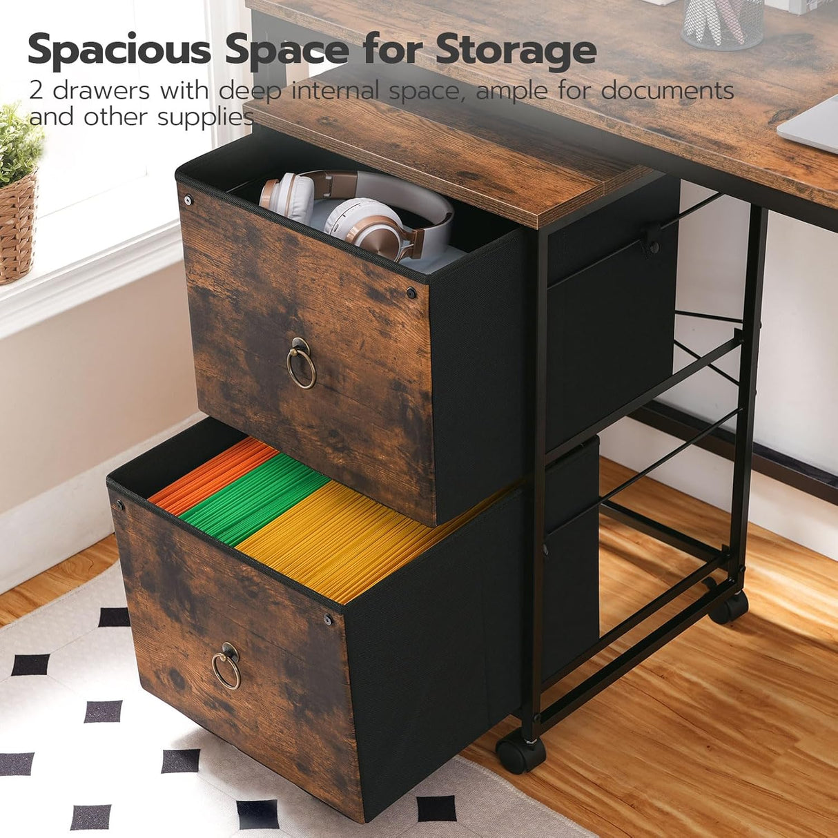 Archivo móvil HOOBRO, 2 cajones, para oficina, modelo BF20WJ01