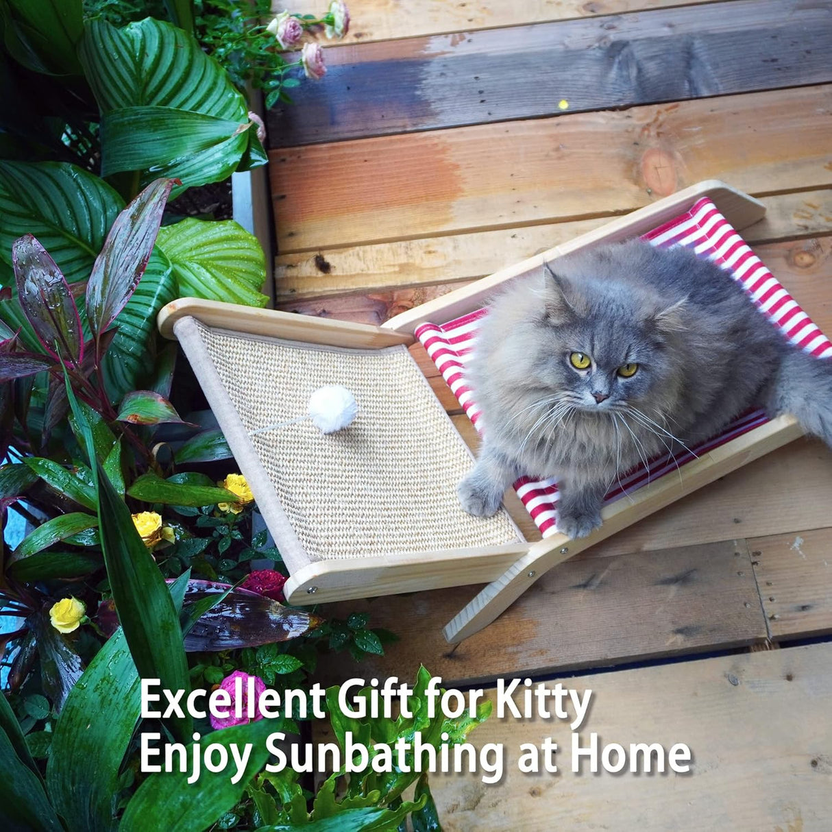 Hamaca para gatos con poste rascador de árbol de coco