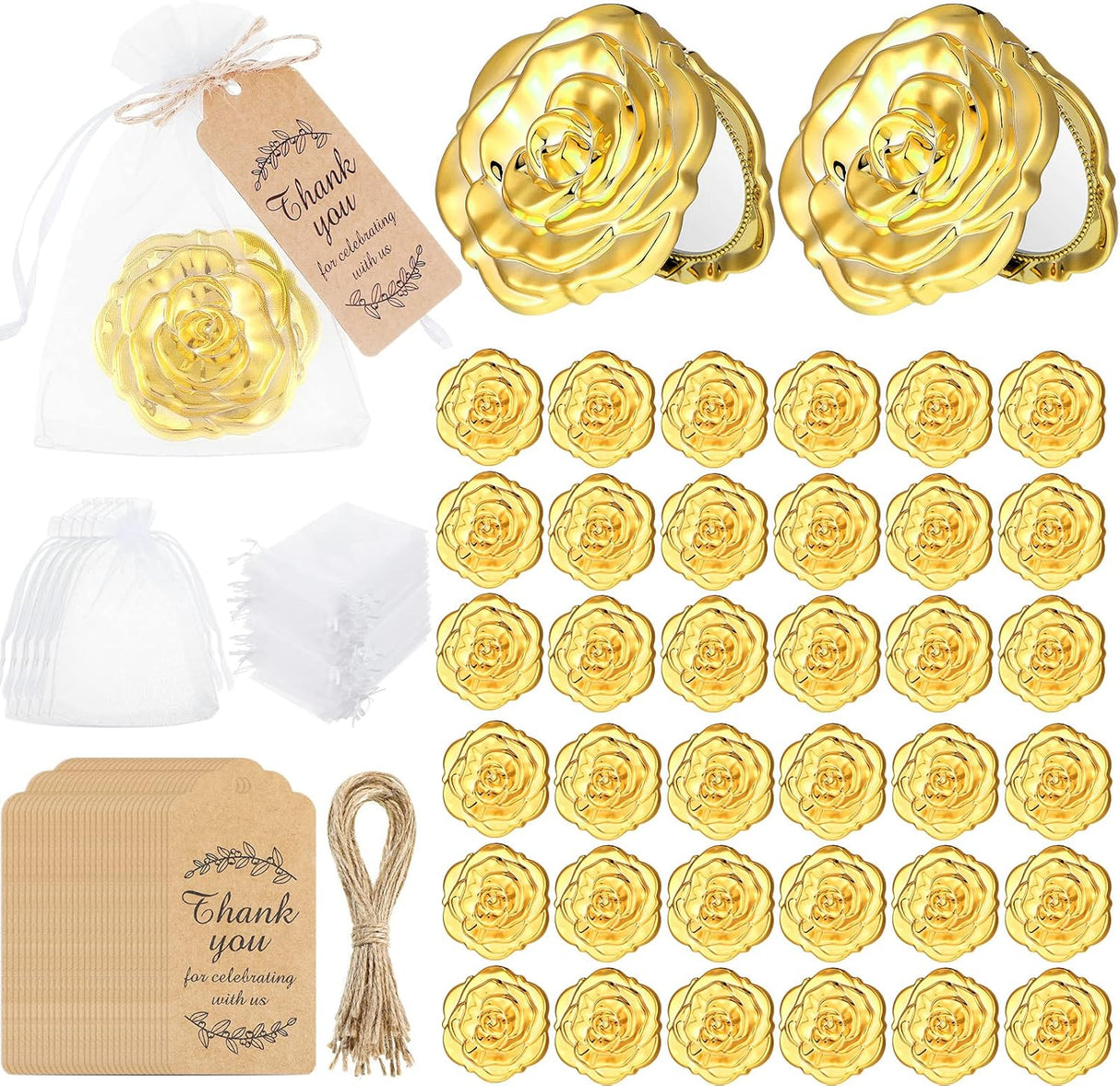 Espejos Compactos de Rosa para Recuerdos de Boda y Quinceañera