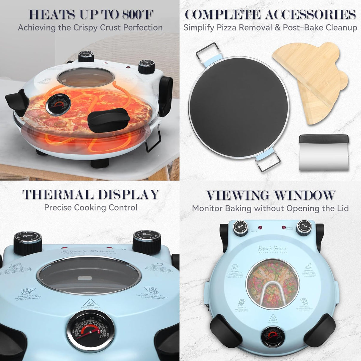 Horno Eléctrico para Pizza, 12 Pulgadas, Cerámica Premium