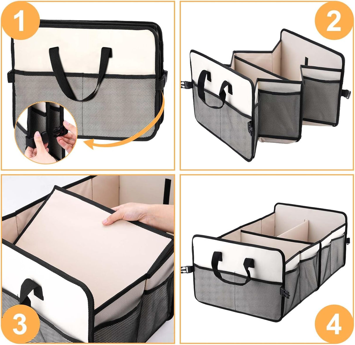 Organizador de Maletero Plegable, Multi-Bolsillos para Sedan