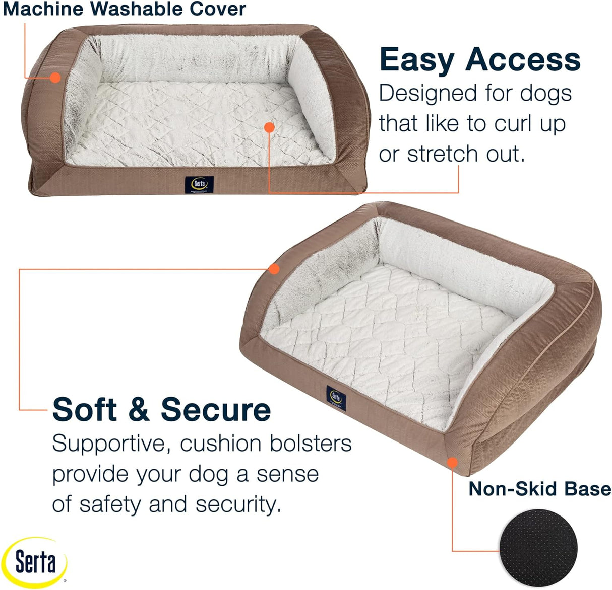 Cama para Perros Serta Orthopedic, Confortable y Reforzada, Grande