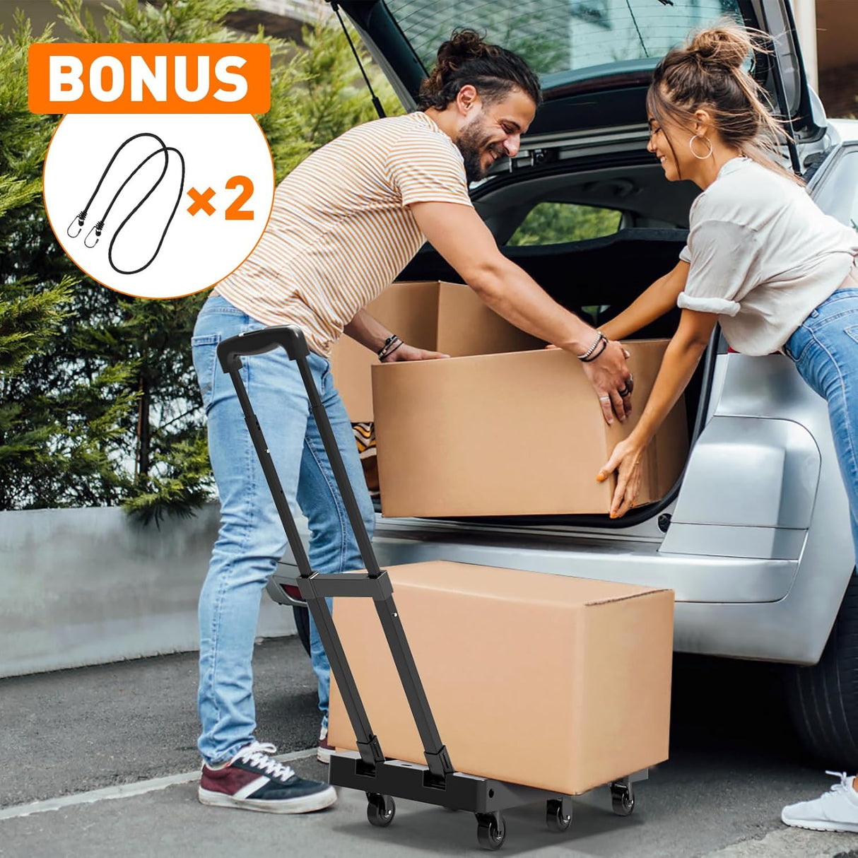 Carretilla Plegable Ronlap, Capacidad 500lbs, 6 Ruedas, Modelo