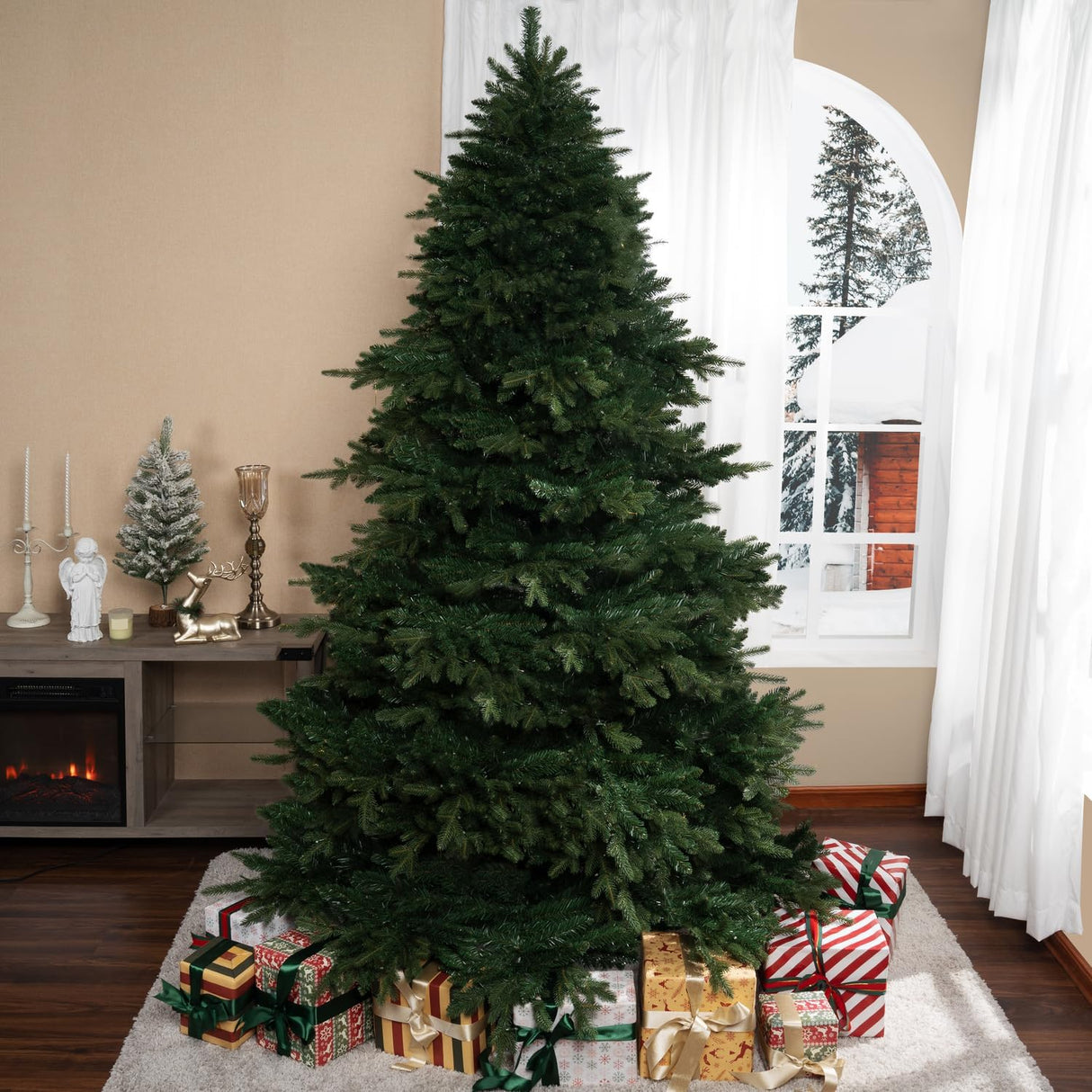 Árbol de Navidad artificial 7.5ft con luces y soporte metálico