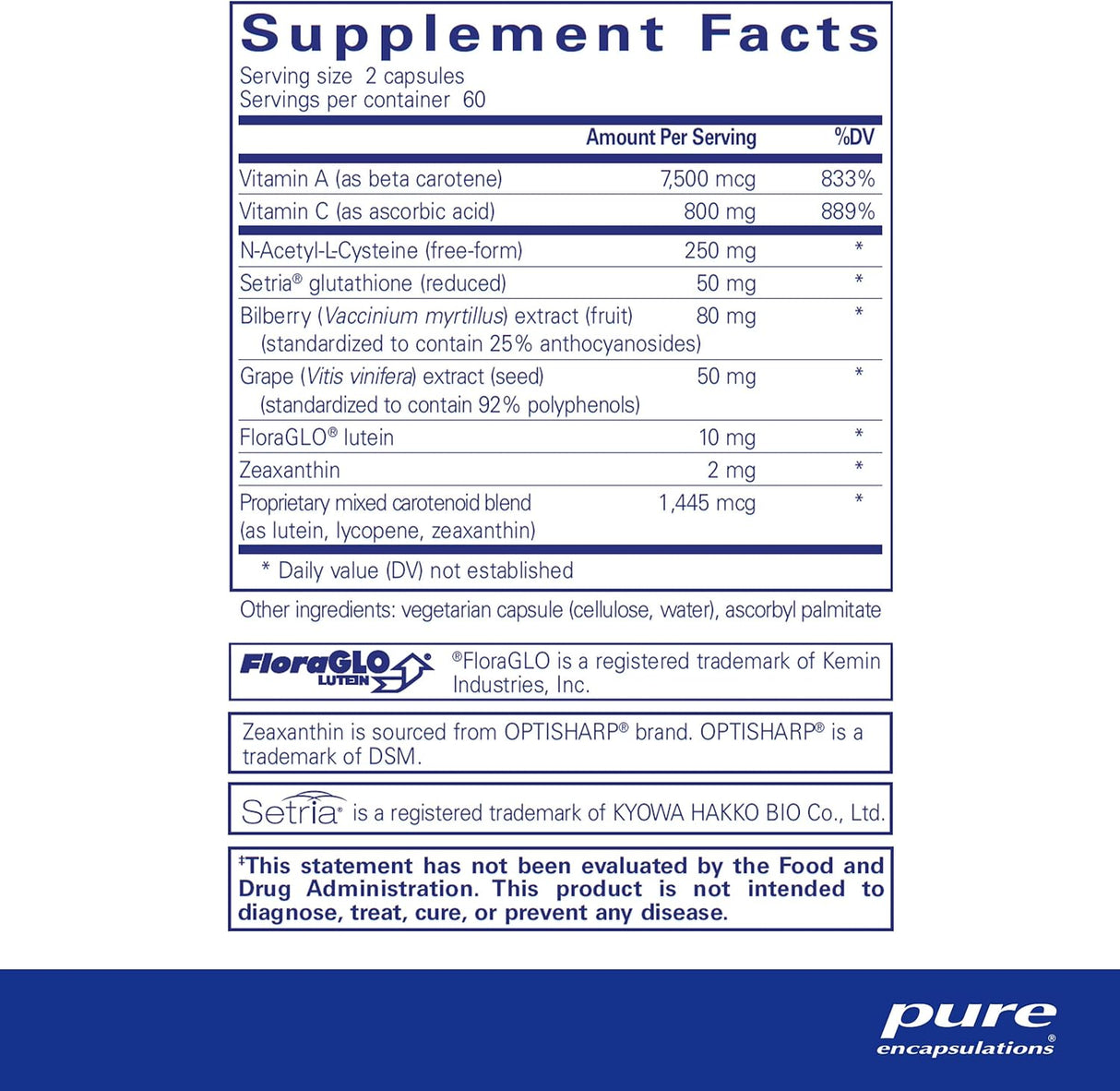 Suplemento Pure Encapsulations Fórmula de apoyo macular