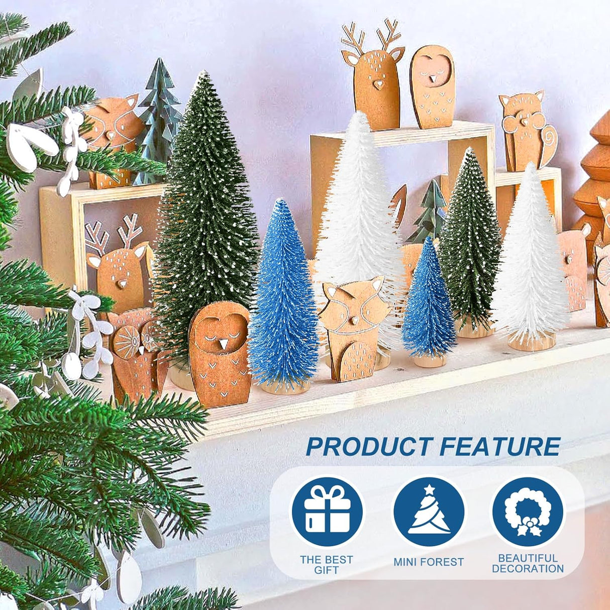 Arbolitos de Navidad Hatisan 6pcs con Base de Madera