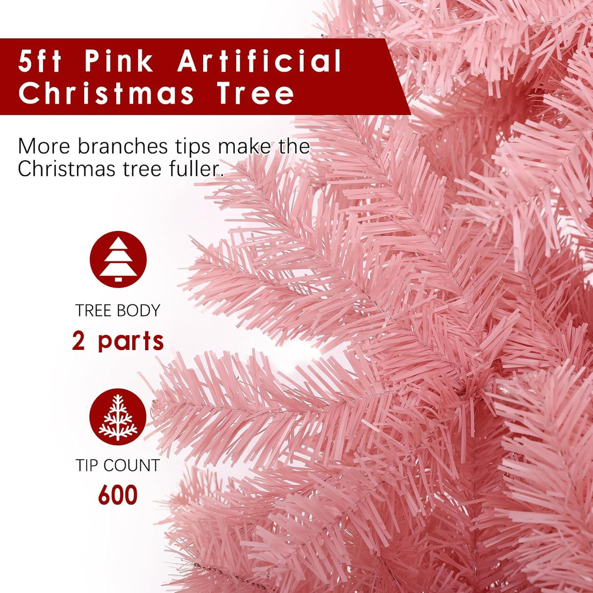 Árbol de Navidad Artificial de 5ft con Base Metálica Plegable