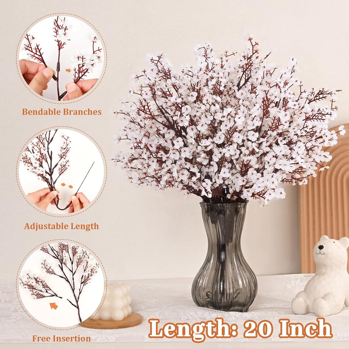 Yastouay Flores Artificiales, 10Pcs Gypsophila para Decoración
