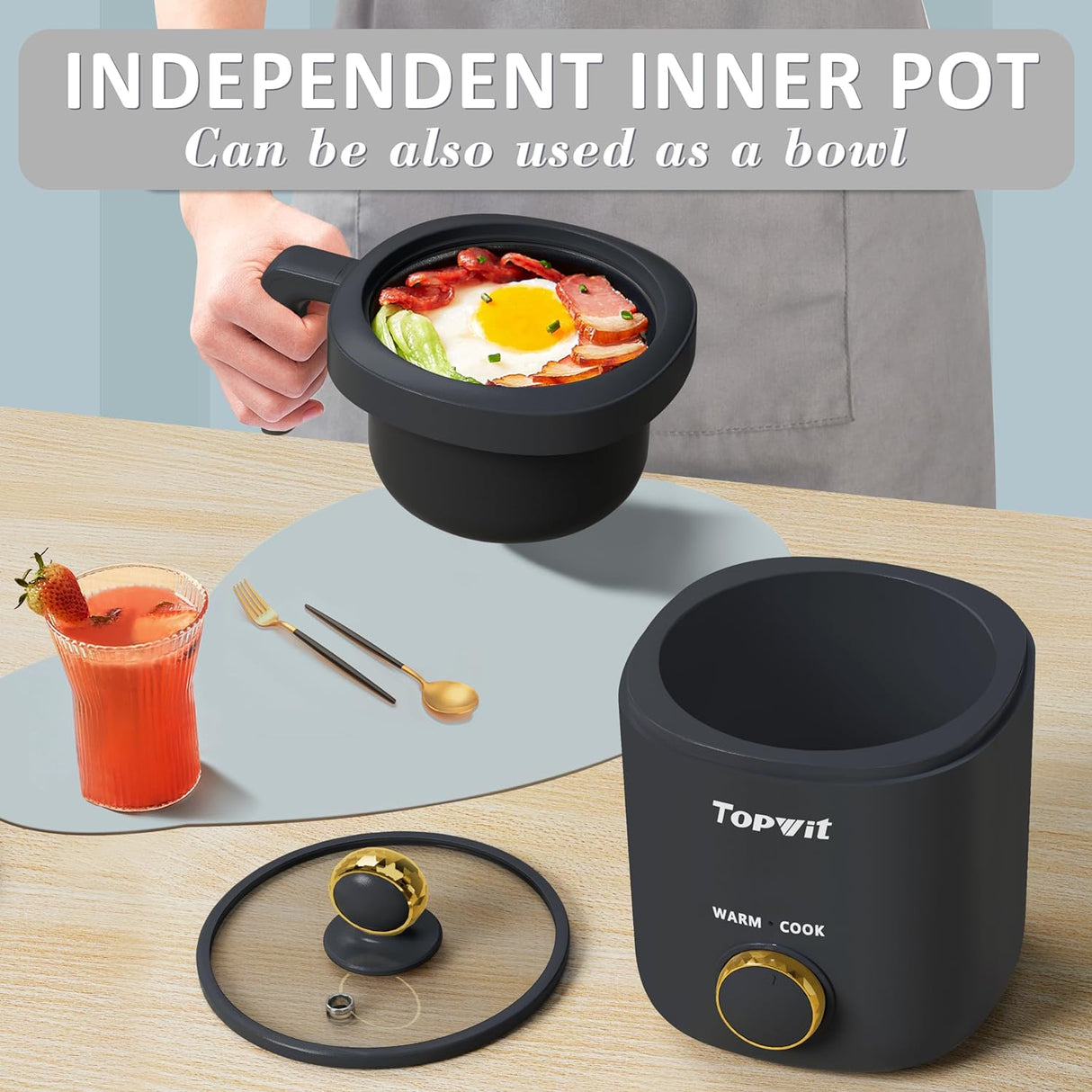 Arrocera TOPWIT 2 Tazas, 1.2L, Antiadherente, Portátil