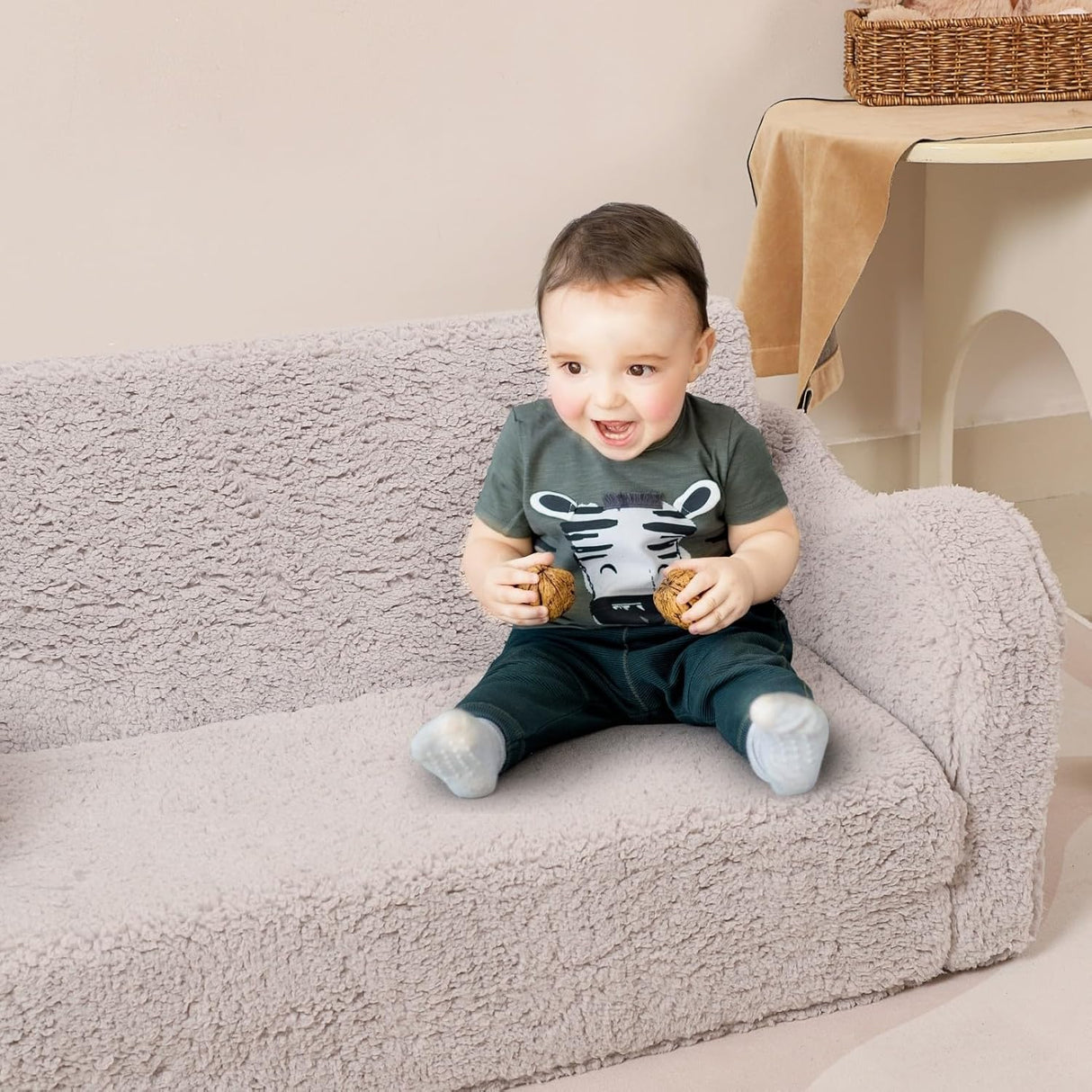 Silla extra ancha para niños pequeños suave 2 en 1, Gris