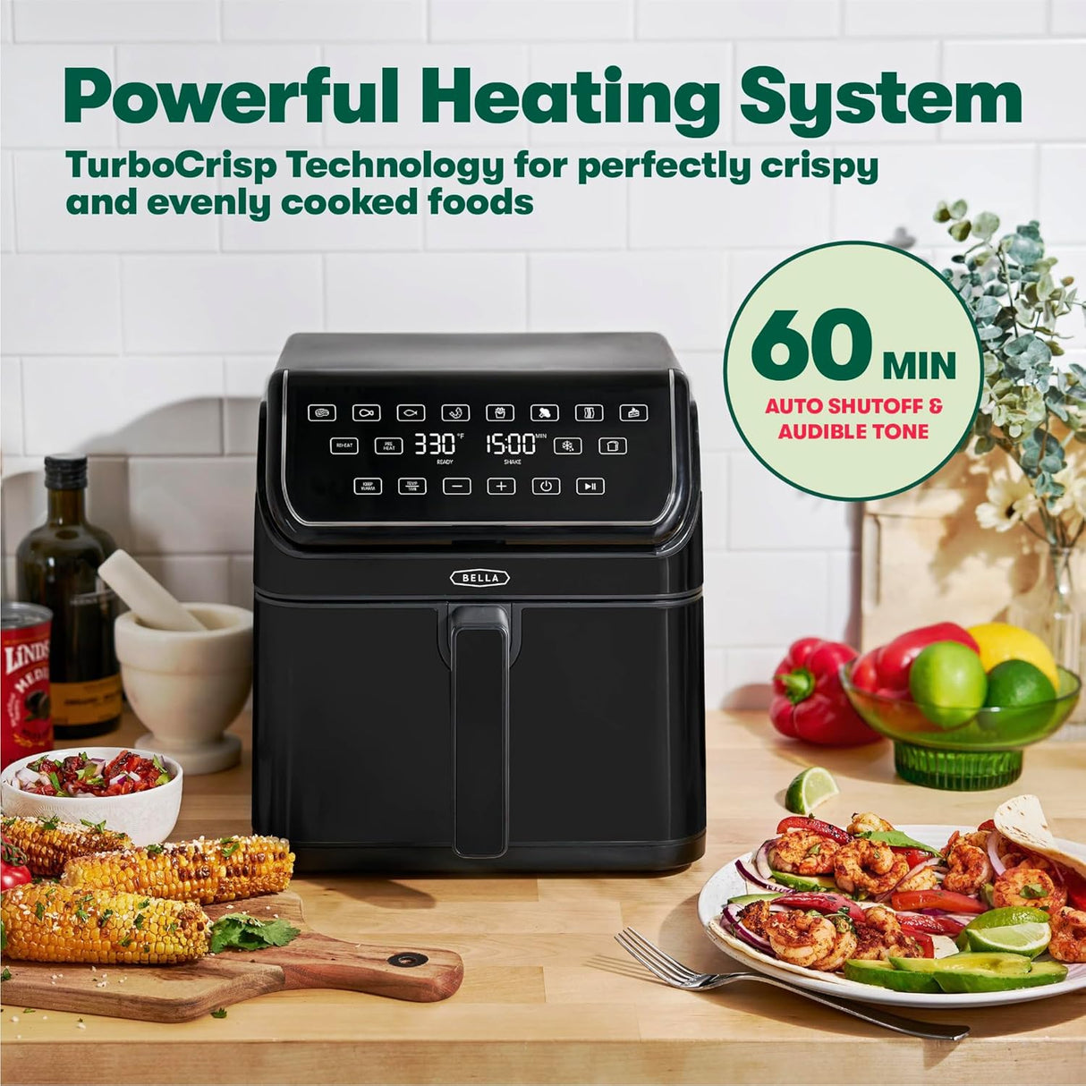 Freidora de aire Bella 8 Qt, 1750W, tecnología TurboCrisp