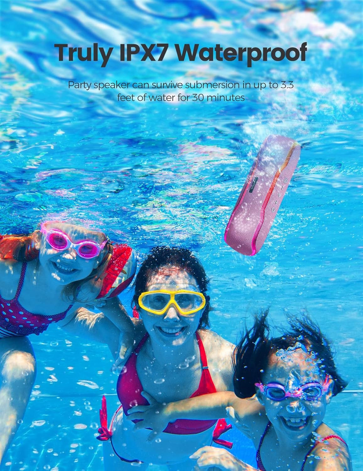 Altavoz Bluetooth IPX7 impermeable con luces intermitentes