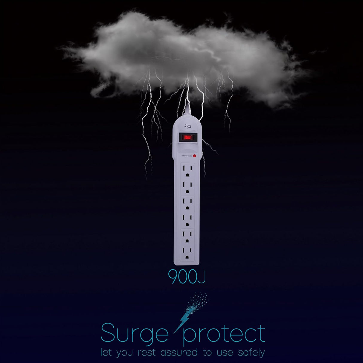 KMC Regleta de protección contra sobretensiones de 6 tomas