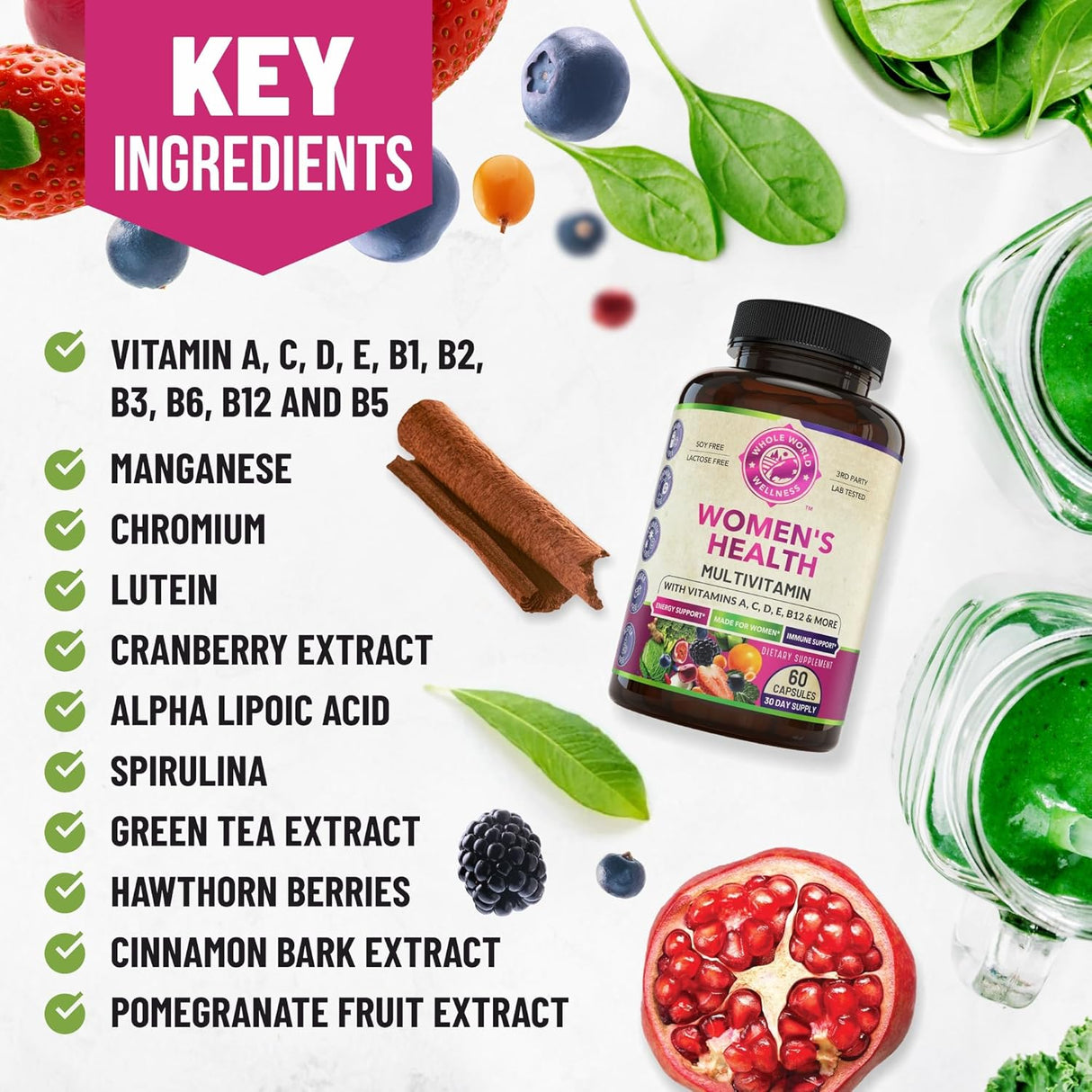 Suplemento Multivitamínico Femenino, Energía y Belleza, 60 Cápsulas