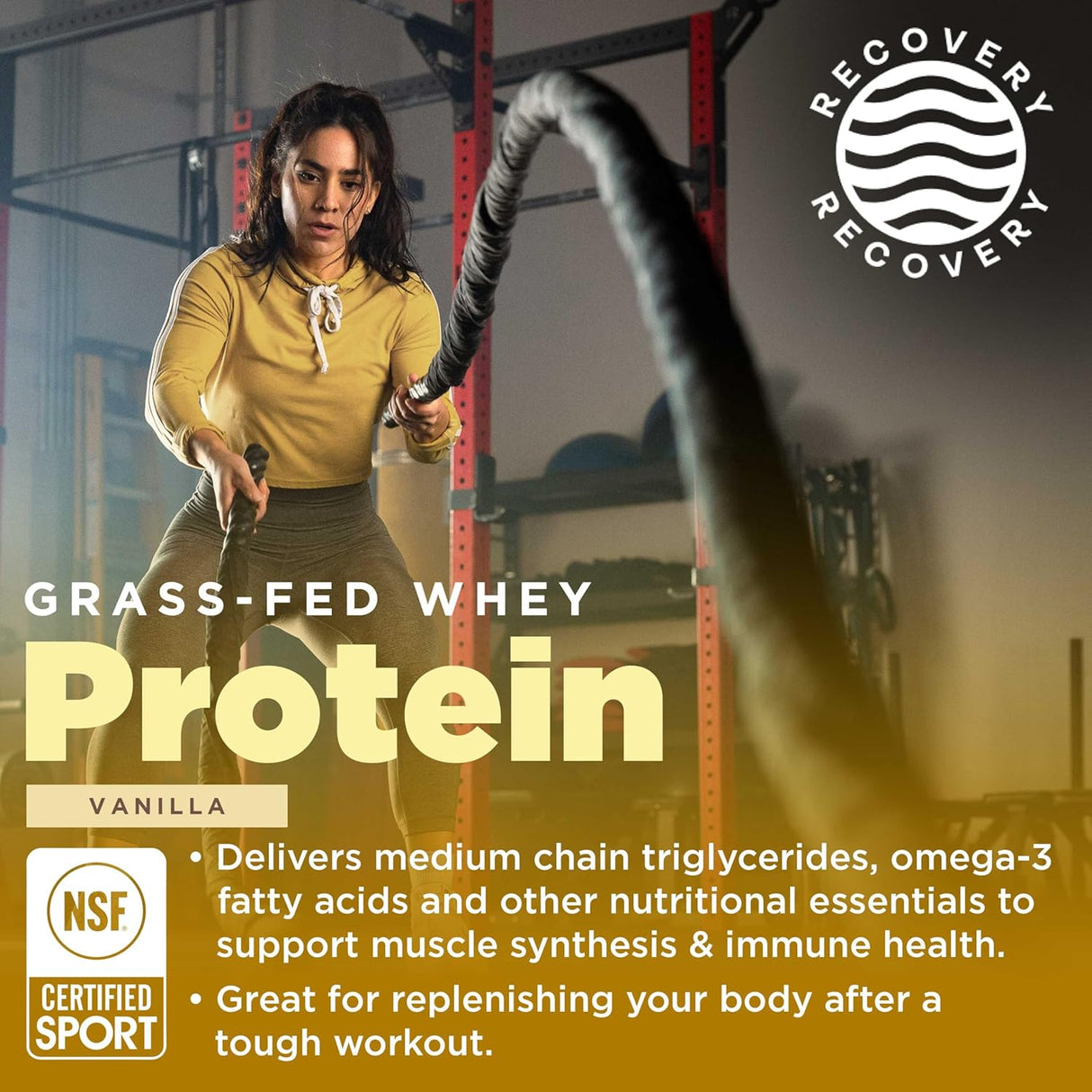 Proteína de Vainilla Gnarly Nutrition – 25g, Reparo Muscular, NSF, 32 oz