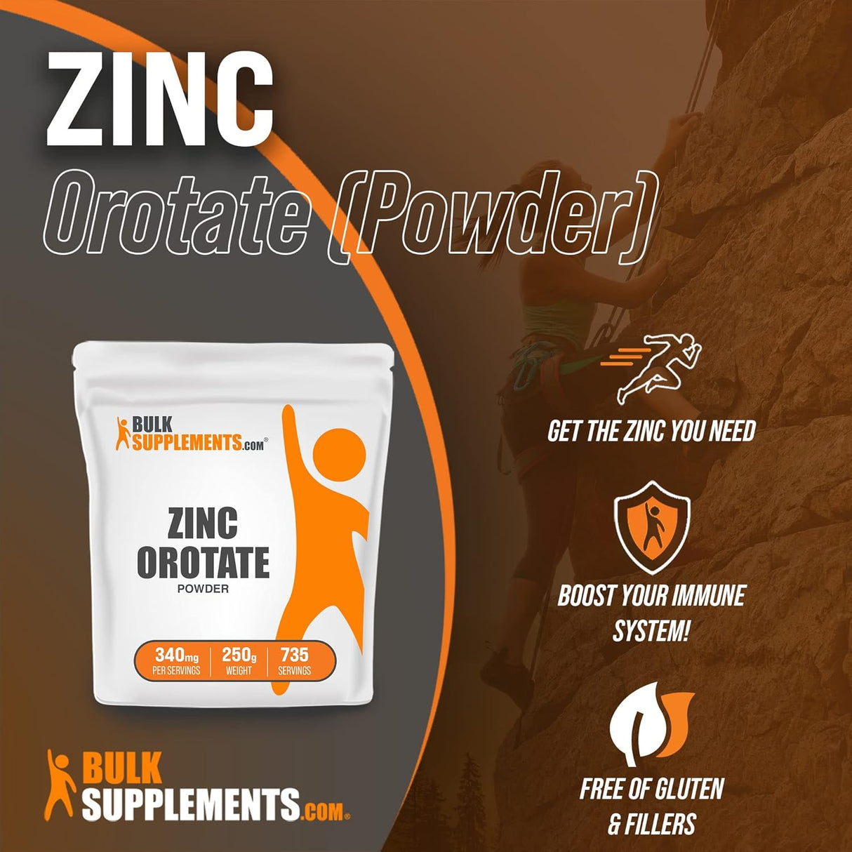 Suplementos Zinc Orotate Powder en polvo 250 gramos 8.8 oz