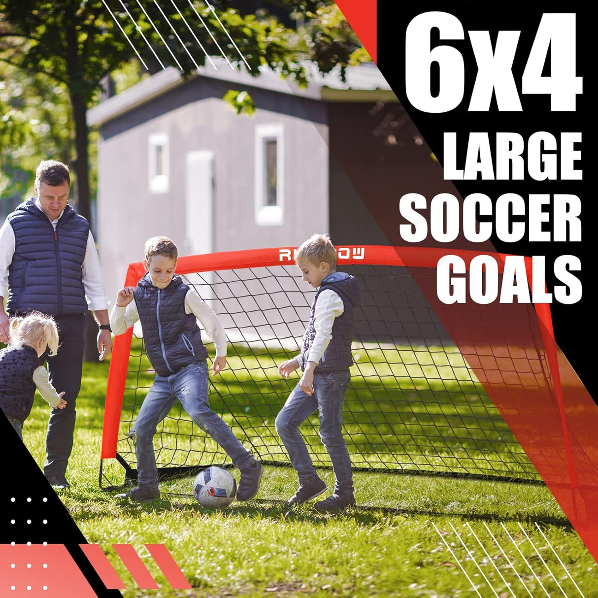 RUNBOW Portería de fútbol portátil para niñosde patio