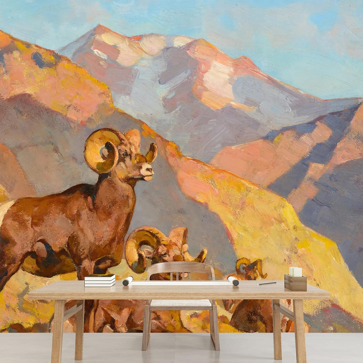 IDEA4WALL Adhesivo mural removible para pared, oveja carnero