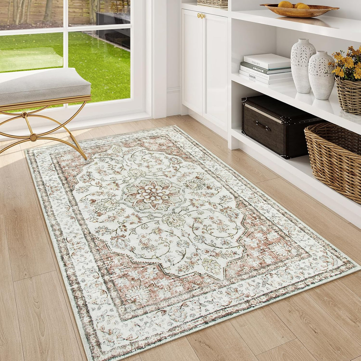 Alfombra tradicional oriental de 3 x 5, Terracota Lahome
