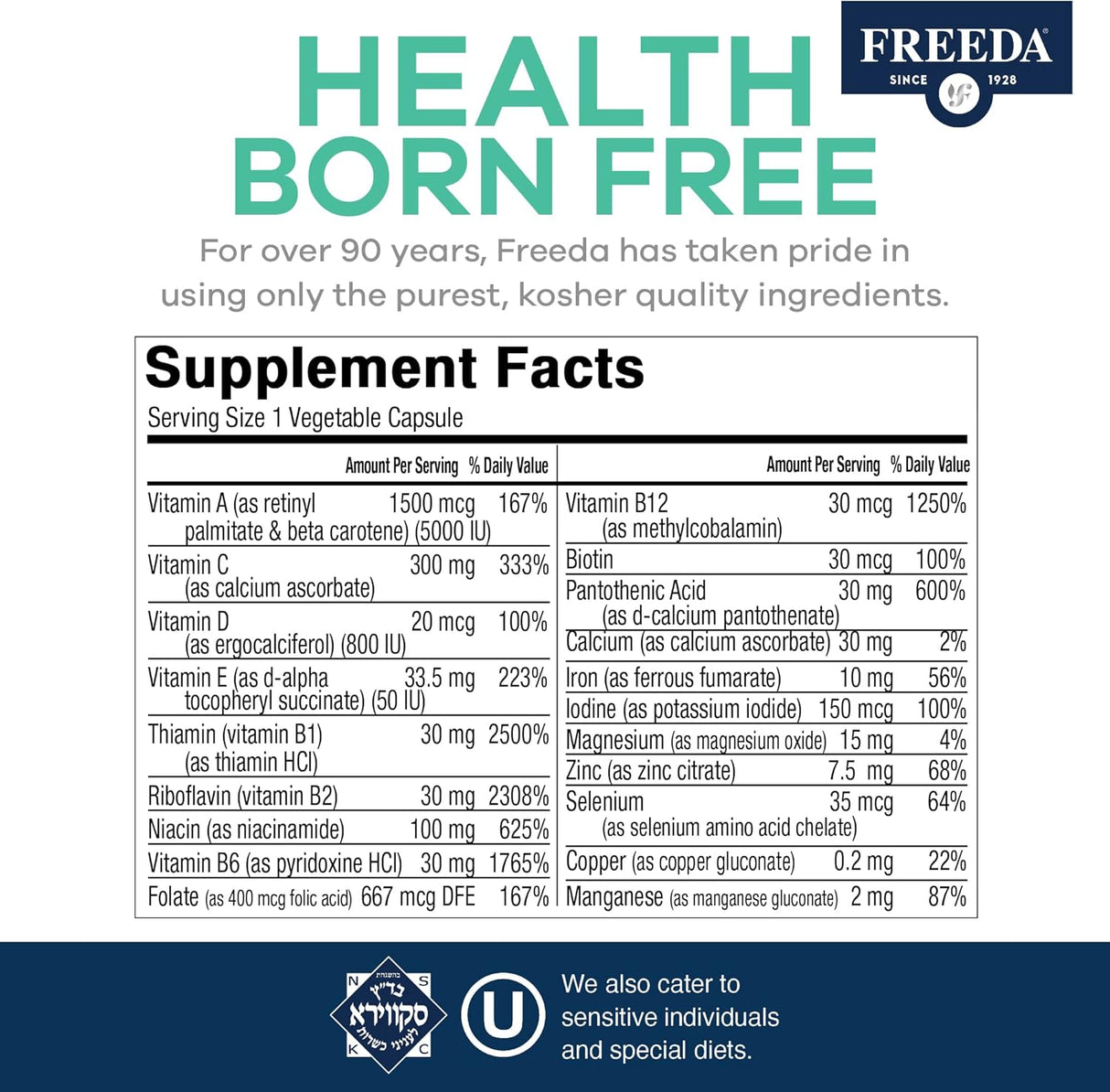 Suplemento FREEDA Multivitamínico Quintabs-M con hierro
