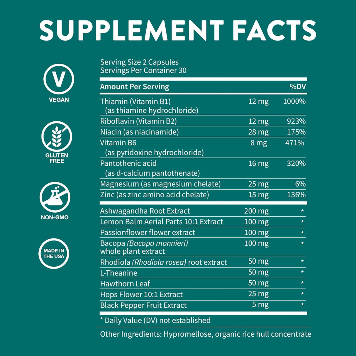 Suplemento de alivio del estrés y la ansiedad premium 60und