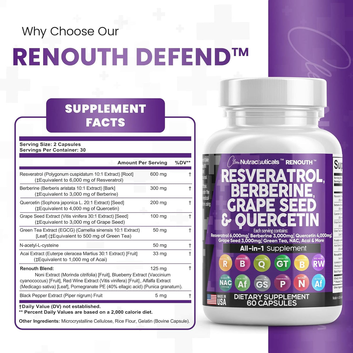 Suplemento Resveratrol 6000 mg Berberina 3000 mg