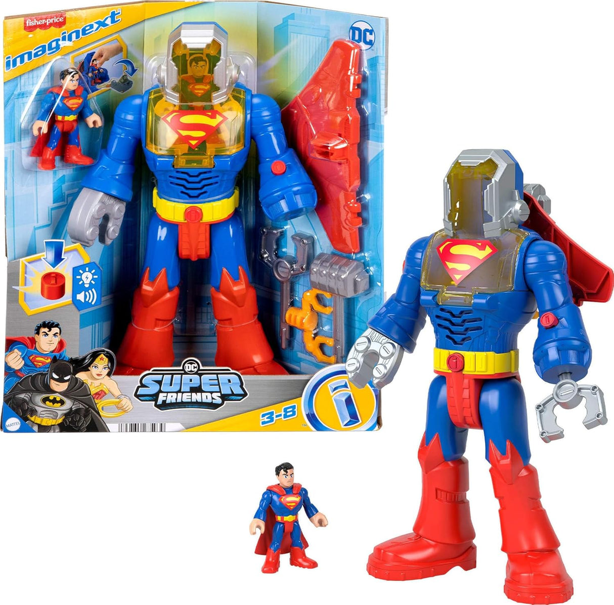 Superman Imaginext DC Robots con Luces y Sonidos 12 Pulgadas