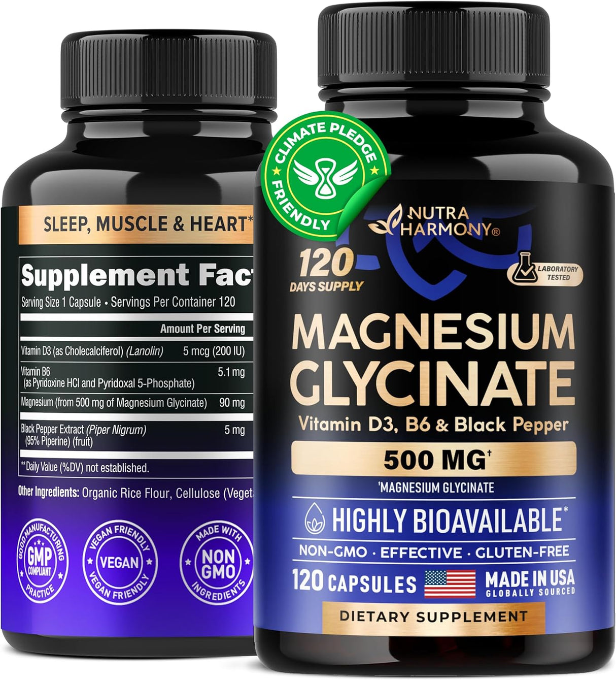 Glicinato de Magnesio 500 mg Sueño y Salud Muscular Cardíaca