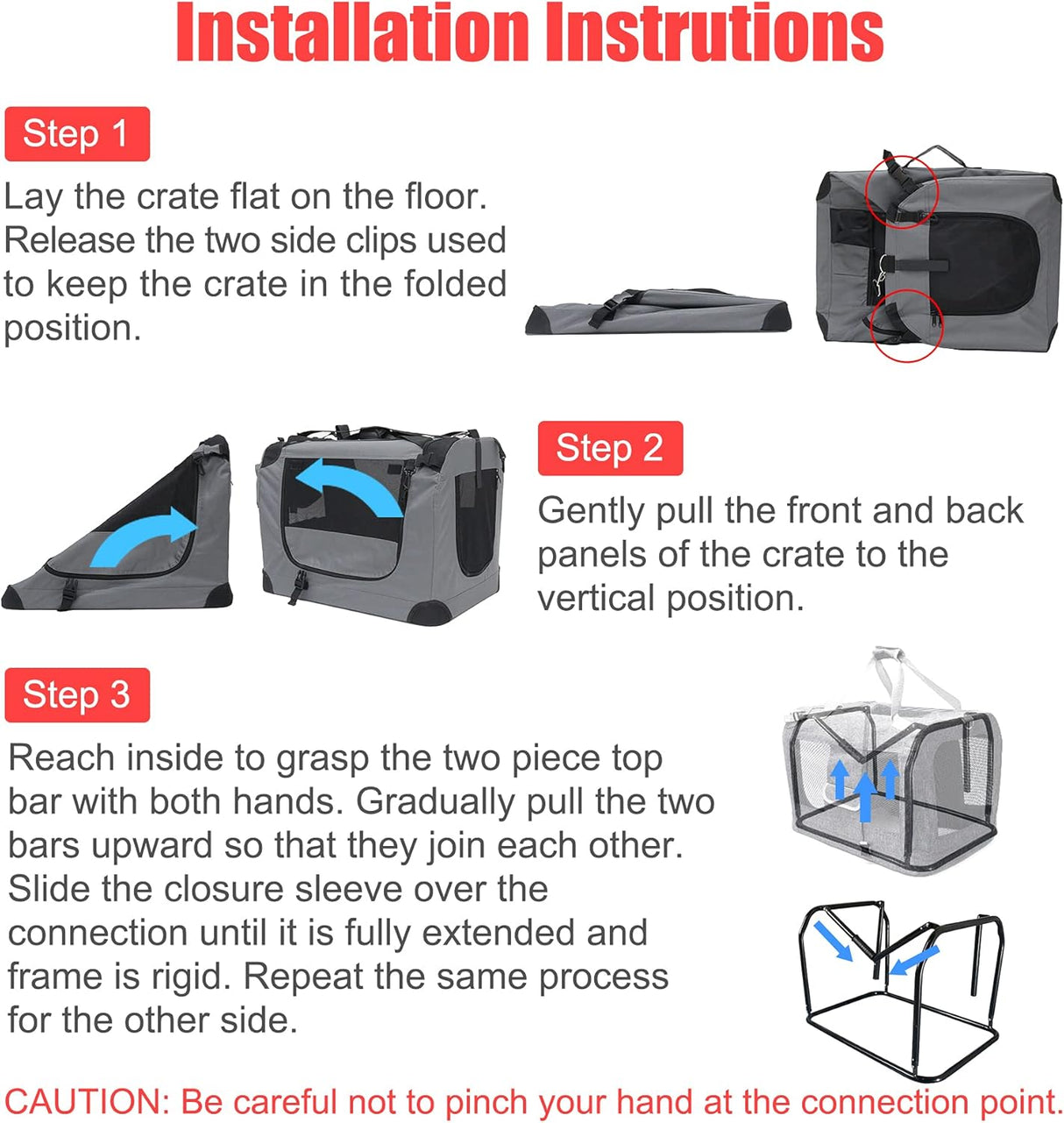 Transportín Grande para Gatos y Perros, portátil y colapsable