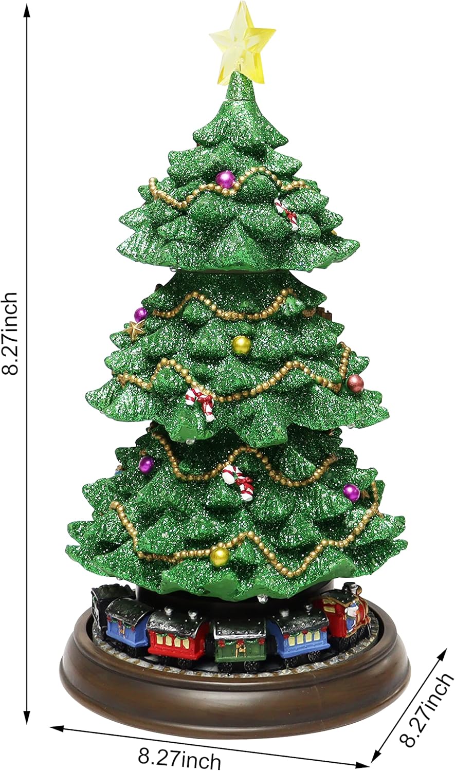 MOMENTS IN TIME Árbol de Navidad con trenes rotativos y luces