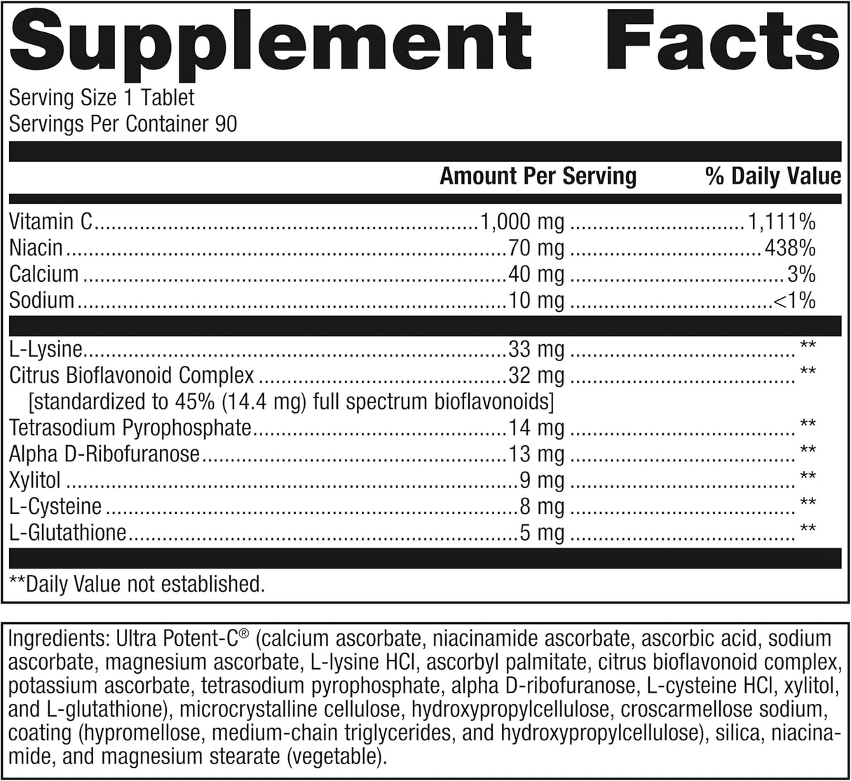 Metagenics Ultra Potent-C 1000 Vitamina C Suplemento 90 Tabletas