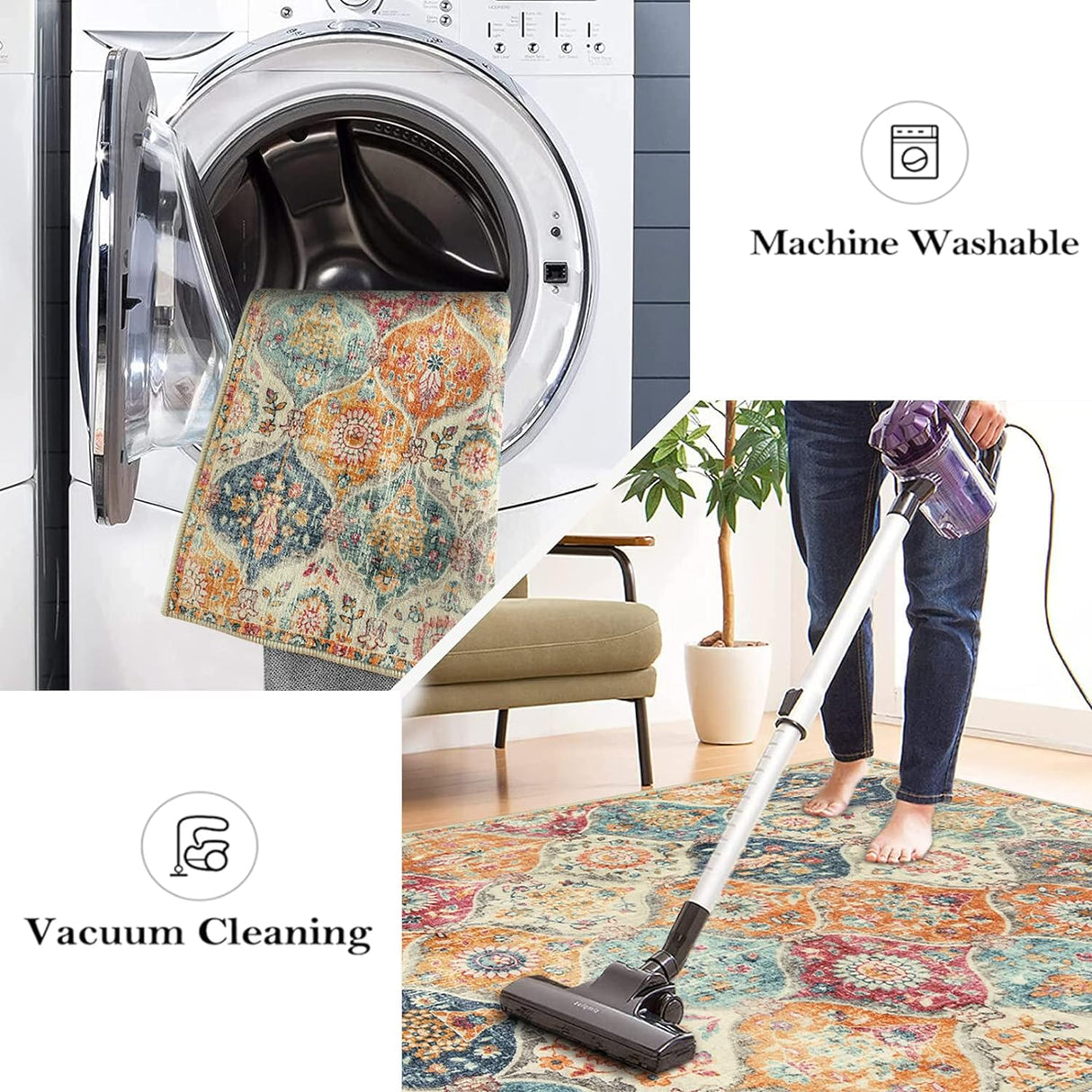 Alfombra redonda con enrejado marroquí, Crema Lahome