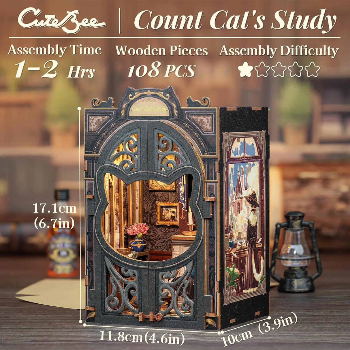 Kit de Mini Casa DIY CUTEBEE - Estudio de Gato, Decoración 3D