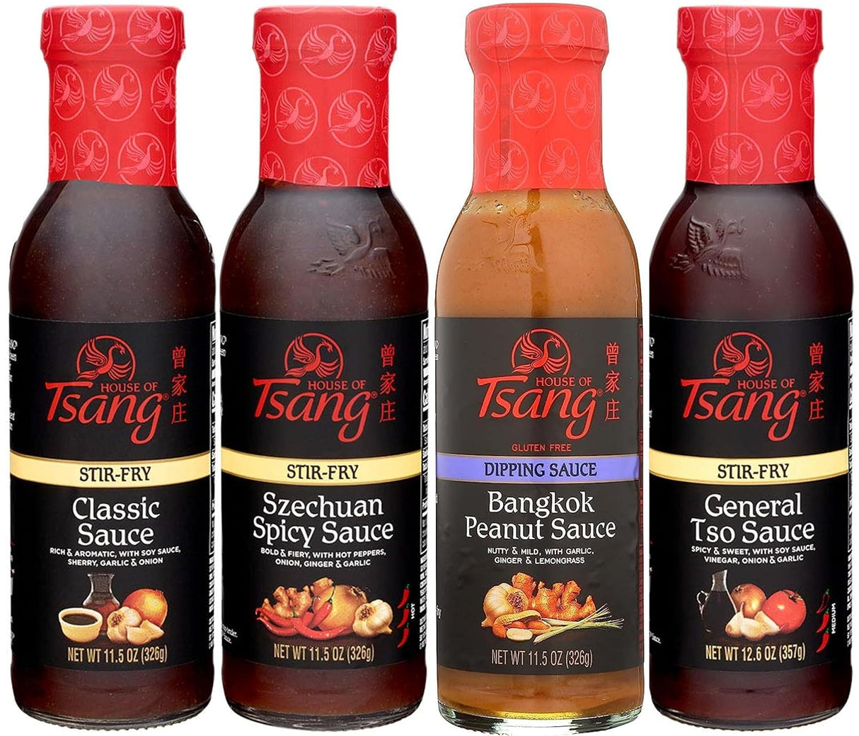 Pack de 4 Salsas House of Tsang 11.5 Oz Variedad Gourmet