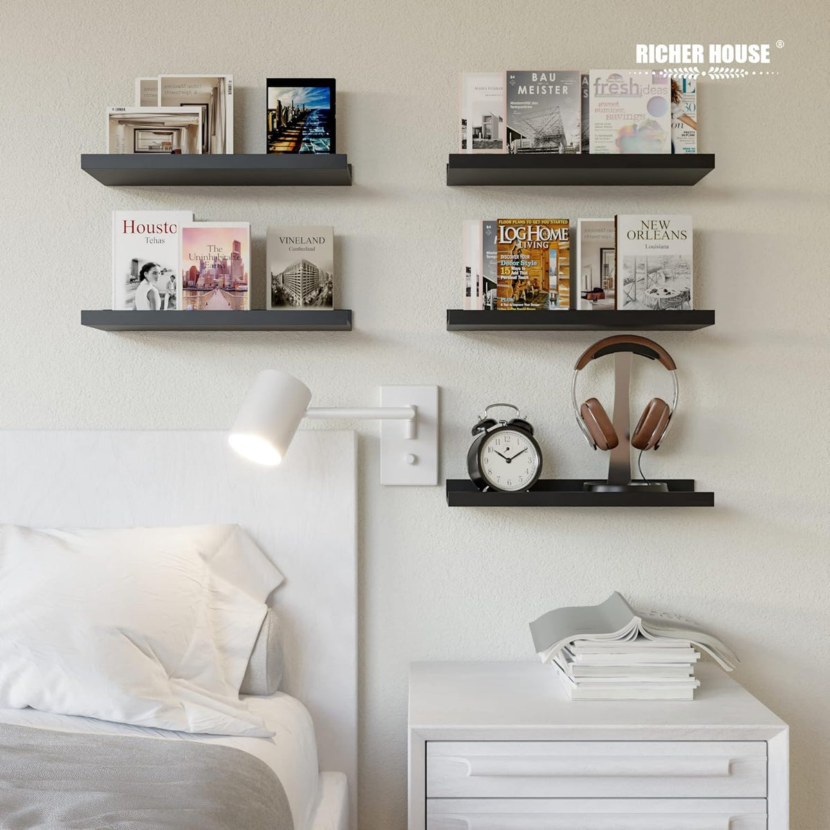 Estante Flotante RICHER HOUSE 5, Estantes Modernos con Labio