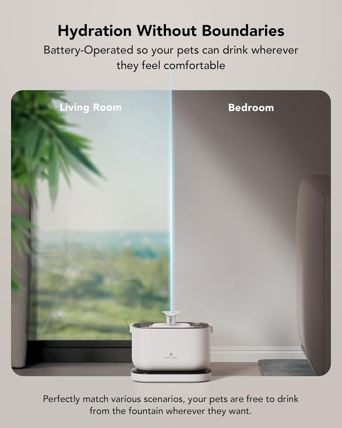 Fuente de agua inalámbrica para gatos PLWF115 PETLIBRO